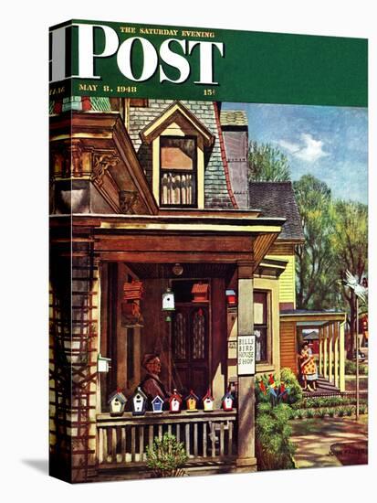 "Birdhouse Builder," Saturday Evening Post Cover, May 8, 1948-John Falter-Premier Image Canvas