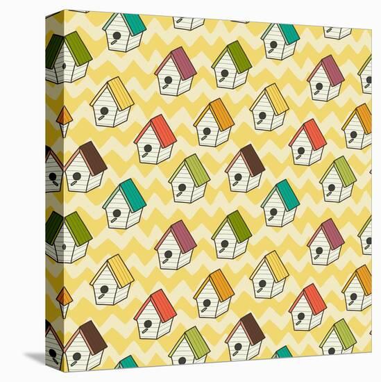 Birdhouses Pattern-TashaNatasha-Stretched Canvas