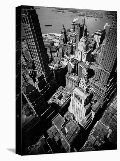 Birds Eye View of New York City Looking Southeast Downtown Towards Battery Park-Andreas Feininger-Premier Image Canvas