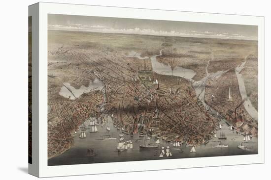 Birds Eye View of the City of Boston, Circa 1873, USA, America-Currier & Ives-Premier Image Canvas