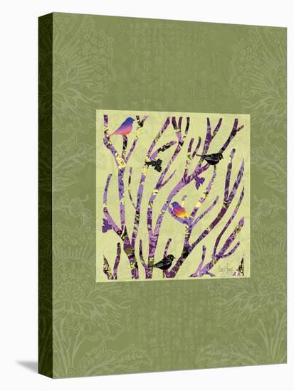 Birds on Branches Vignette-Bee Sturgis-Stretched Canvas