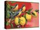 Birds on Lemon Branch - Citrus Crate Label-Lantern Press-Stretched Canvas