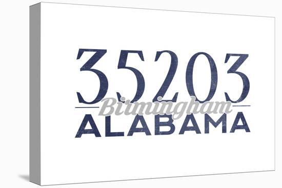 Birmingham, Alabama - 35203 Zip Code (Blue)-Lantern Press-Stretched Canvas