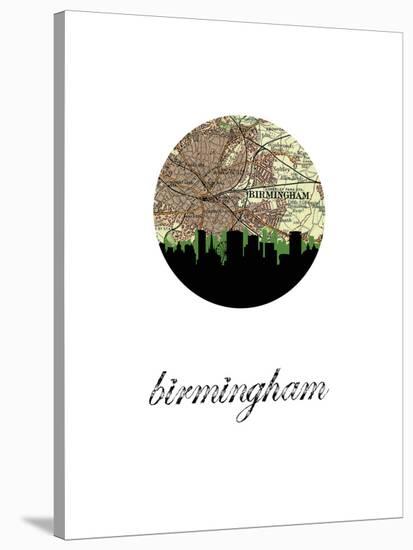 Birmingham Eng Map Skyline-Paperfinch 0-Stretched Canvas