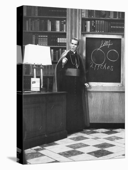 Bishop Fulton Sheen Presents an Illustrated Theology Lesson on His Tv Show, Life Is Worth Living-null-Stretched Canvas