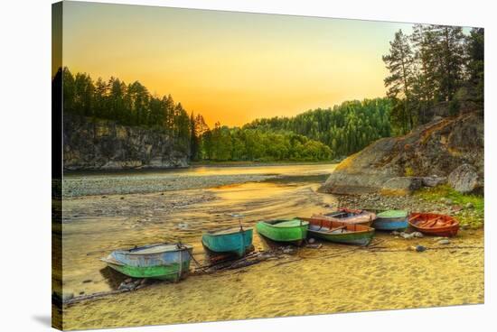 Biya River at Turochak Russia-null-Stretched Canvas