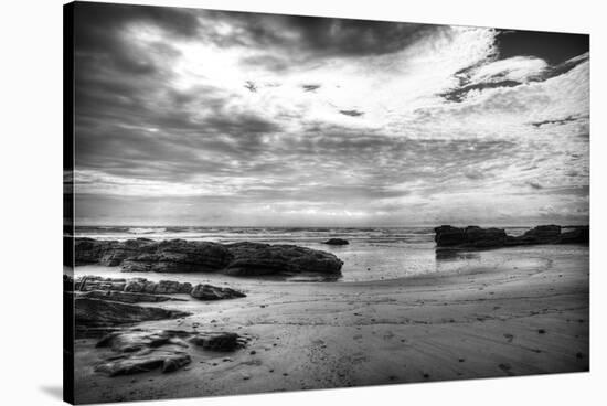 Black and White Beach-Nish Nalbandian-Stretched Canvas