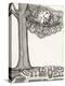 Black and White Drawing of Bird Looking at Clock on Tree Branch-Marie Bertrand-Premier Image Canvas