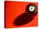 Black and White Eight Ball on with Shadow on Red Background-null-Premier Image Canvas