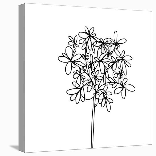 Black and White Happy Flower 1-Jan Weiss-Stretched Canvas