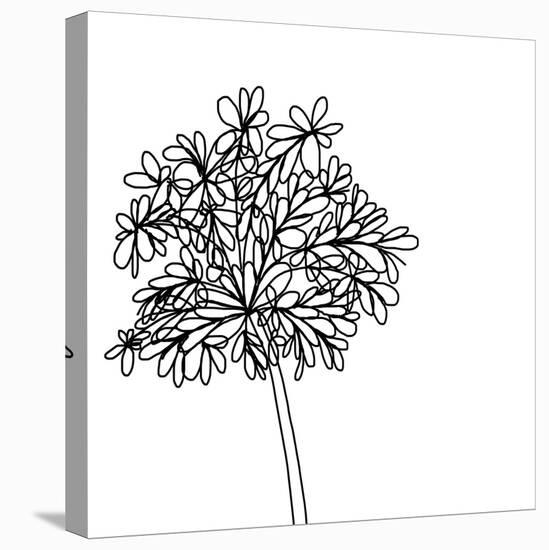 Black and White Happy Flower 2-Jan Weiss-Stretched Canvas