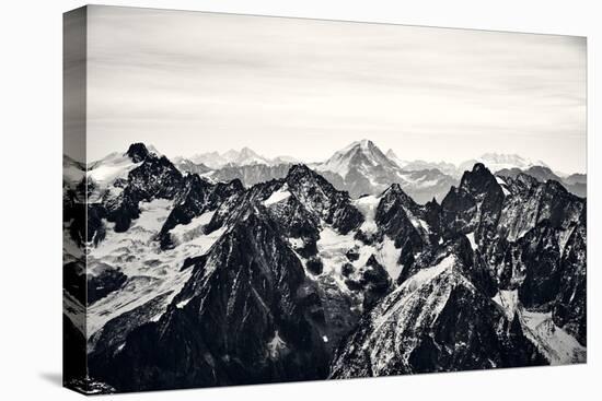 Black and White Mountain Landscape in the Alps, France.-badahos-Premier Image Canvas