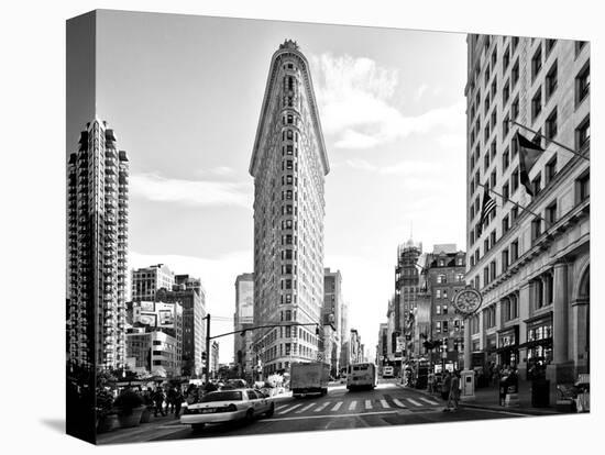 Black and White Photography Landscape of Flatiron Building and 5th Ave, Manhattan, NYC, US-Philippe Hugonnard-Premier Image Canvas