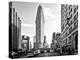 Black and White Photography Landscape of Flatiron Building and 5th Ave, Manhattan, NYC, White Frame-Philippe Hugonnard-Stretched Canvas