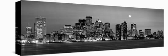 Black and White Skyline at Night, Boston, Massachusetts, USA-null-Premier Image Canvas