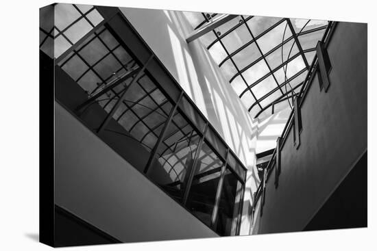Black and White view of glass ceiling-null-Stretched Canvas