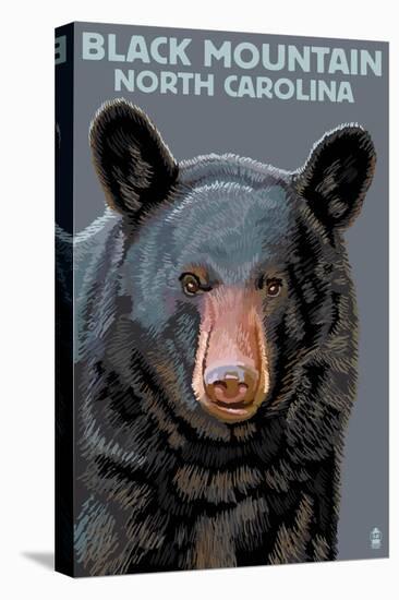 Black Bear Up Close - Black Mountain, North Carolina-Lantern Press-Stretched Canvas