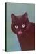 Black Cat Licking Chops-null-Stretched Canvas