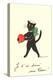 Black Cat with Heart, French I've Given You My Heart-null-Stretched Canvas