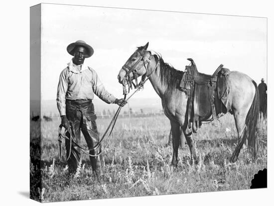 Black Cowboy and Horse, C.1890-1920-null-Premier Image Canvas