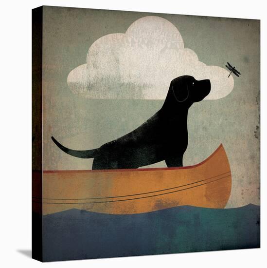 Black Dog Canoe Ride-Ryan Fowler-Stretched Canvas