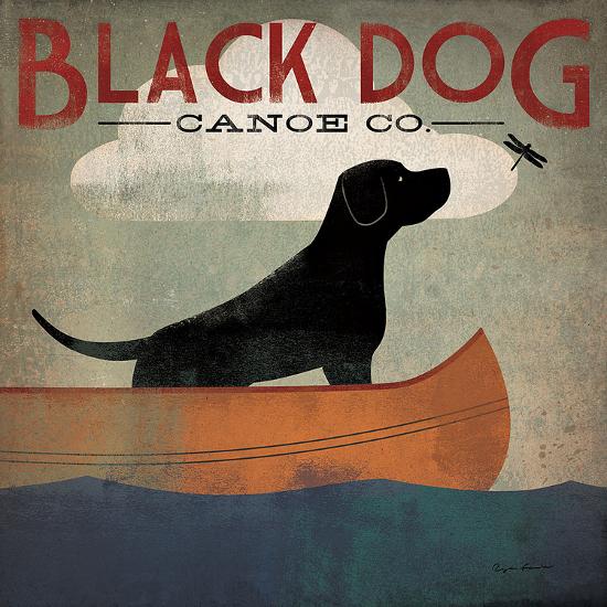 Black Dog Canoe-Ryan Fowler-Stretched Canvas