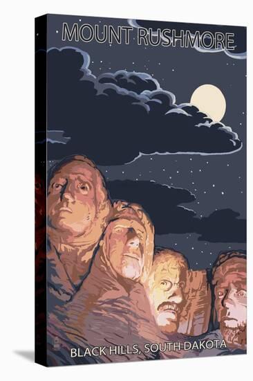 Black Hills, South Dakota - Rushmore at Night-Lantern Press-Stretched Canvas