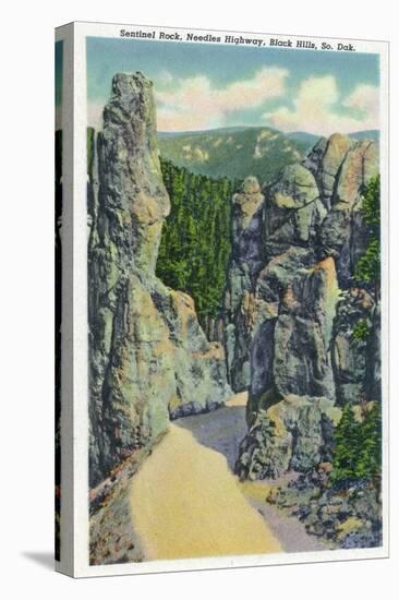 Black Hills, South Dakota - View of Sentinel Rock on the Needles Highway, c.1935-Lantern Press-Stretched Canvas