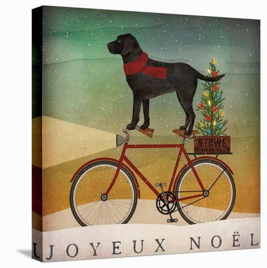 Black Lab on Bike Christmas-Ryan Fowler-Stretched Canvas