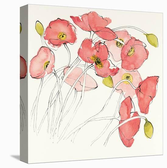 Black Line Poppies II Watercolor-Shirley Novak-Stretched Canvas