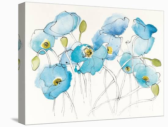 Black Line Poppies III Watercolor-Shirley Novak-Stretched Canvas