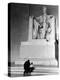 Black Man and Small Boy Kneeling Prayerfully on Steps on Front of Statue in the Lincoln Memorial-Thomas D^ Mcavoy-Premier Image Canvas