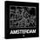 Black Map of Amsterdam-NaxArt-Stretched Canvas