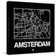 Black Map of Amsterdam-NaxArt-Stretched Canvas