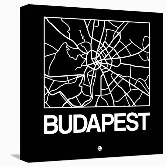 Black Map of Budapest-NaxArt-Stretched Canvas