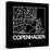 Black Map of Copenhagen-NaxArt-Stretched Canvas