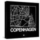 Black Map of Copenhagen-NaxArt-Stretched Canvas