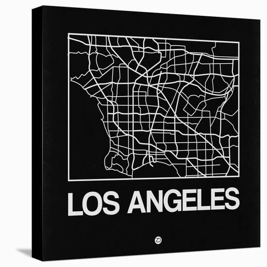 Black Map of Los Angeles-NaxArt-Stretched Canvas