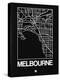 Black Map of Melbourne-NaxArt-Stretched Canvas