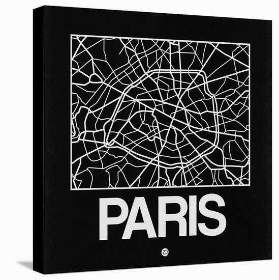 Black Map of Paris-NaxArt-Stretched Canvas