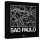 Black Map of Sao Paulo-NaxArt-Stretched Canvas