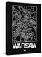 Black Map of Warsaw-NaxArt-Stretched Canvas