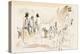Black People and Two Carts (W/C on Paper)-Jules Pascin-Premier Image Canvas