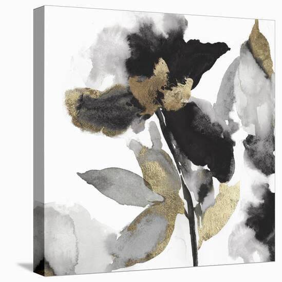 Black Petals Gold Leaves II-Asia Jensen-Stretched Canvas