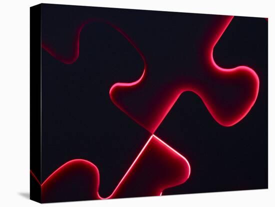 Black Puzzle with Red Light Shining Through the Cracks-null-Premier Image Canvas