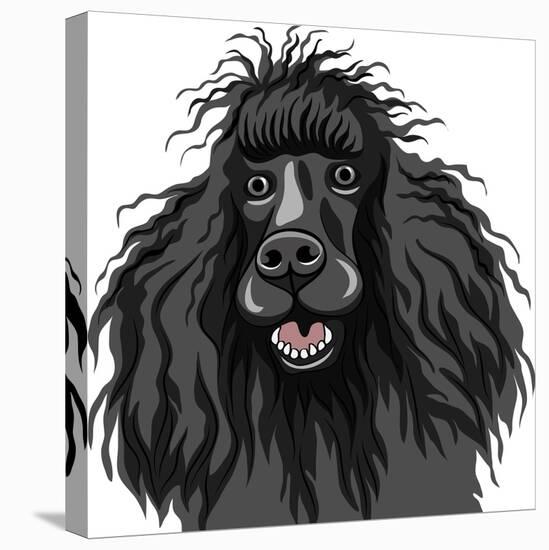 Black Smiling Dog - Poodle-kavalenkava volha-Stretched Canvas