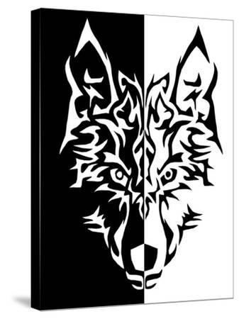 Black White Wolf Animal Wolves' Stretched Canvas Print - Wonderful Dream |  