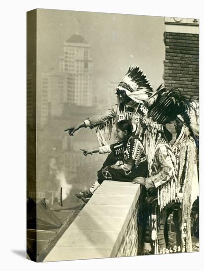 Blackfoot Indians on the Roof of the McAlpin Hotel, Refusing to Sleep in their Rooms, New York City-American Photographer-Premier Image Canvas