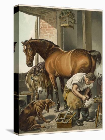 Blacksmith Puts a New Shoe on a Bay Mare-Edwin Henry Landseer-Premier Image Canvas