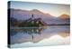 Bled Island with the Church of the Assumption and Bled Castle Illuminated at Dusk, Lake Bled-Doug Pearson-Premier Image Canvas